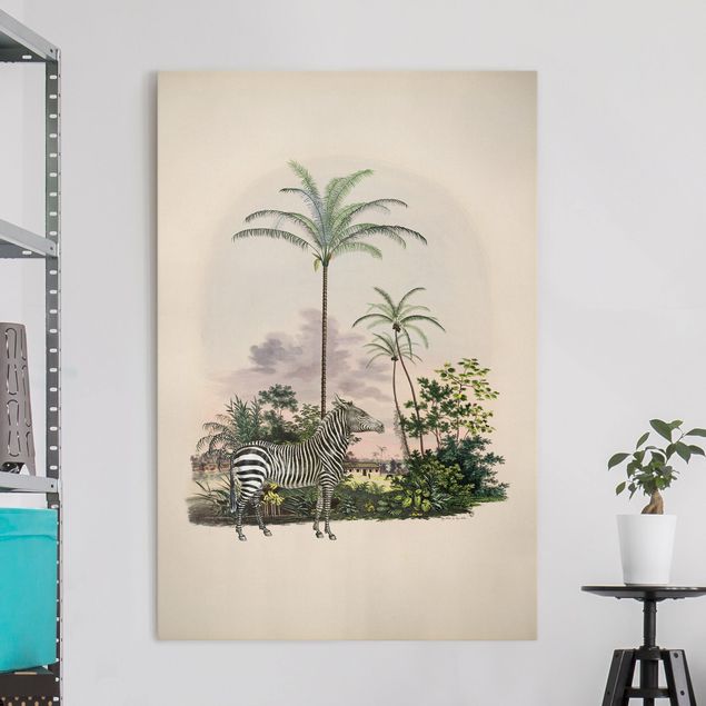 Decoración de cocinas Zebra Front Of Palm Trees Illustration