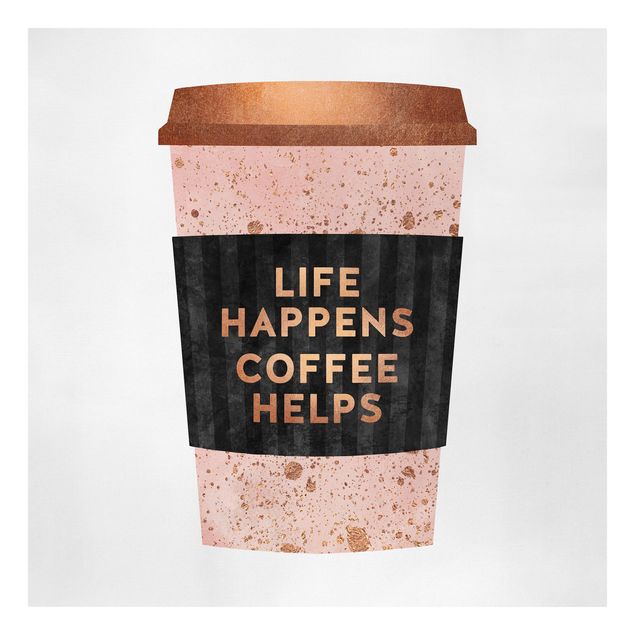 Lienzos de frases Life Happens Coffee Helps Gold
