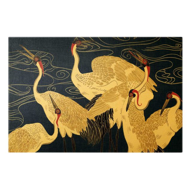 Lienzos dorados Crane With Golden Feathers II