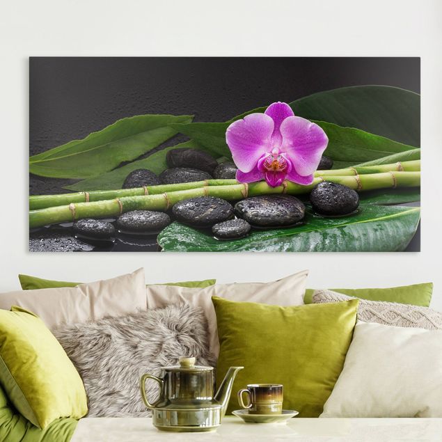 Cuadros de orquideas Green Bamboo With Orchid Flower