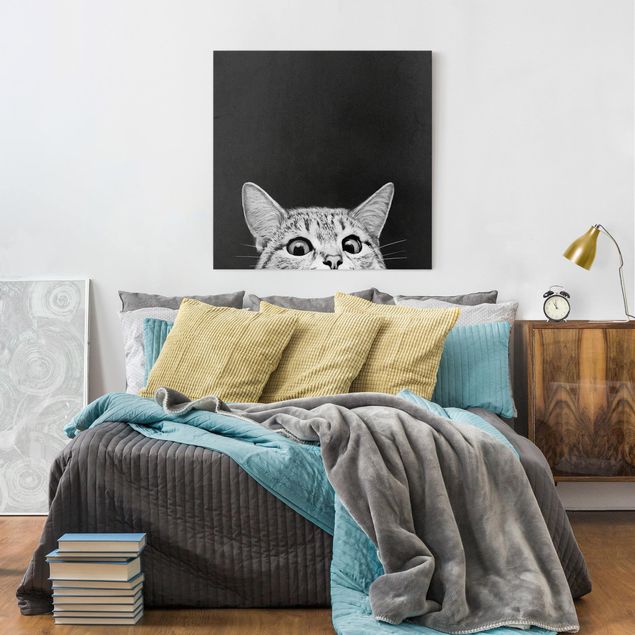 Lienzos de gatos Illustration Cat Black And White Drawing