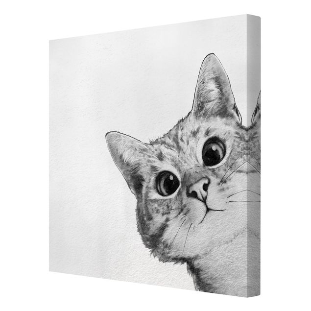 Lienzos de cuadros famosos Illustration Cat Drawing Black And White