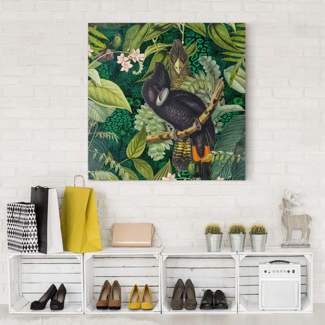 Cuadros de selva Colourful Collage - Cockatoos In The Jungle