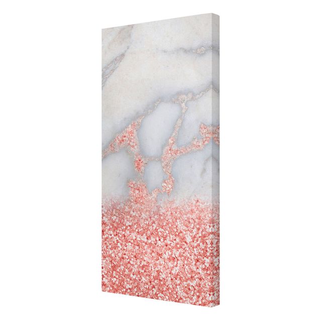 Cuadros para salones grises Marble Look With Pink Confetti