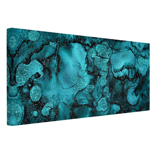 Lienzos abstractos Turquoise Drop With Glitter