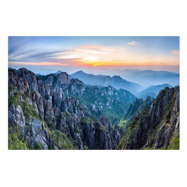 Cuadros de paisajes de montañas Rising Sun Over The Huangshan Mountains
