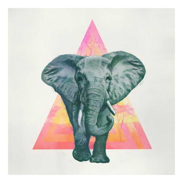 Lienzos de cuadros famosos Illustration Elephant Front Triangle Painting