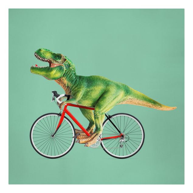 Lienzos animales Dinosaur With Bicycle