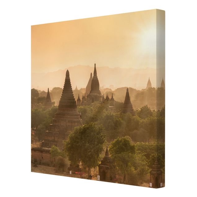 Lienzos ciudades del mundo Sun Setting Over Bagan