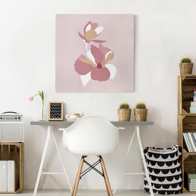 Estilos artísticos Line Art Flowers Pastel Pink