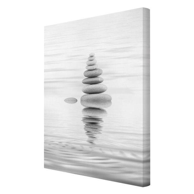 Cuadros modernos blanco y negro Stone Tower In Water Black And White