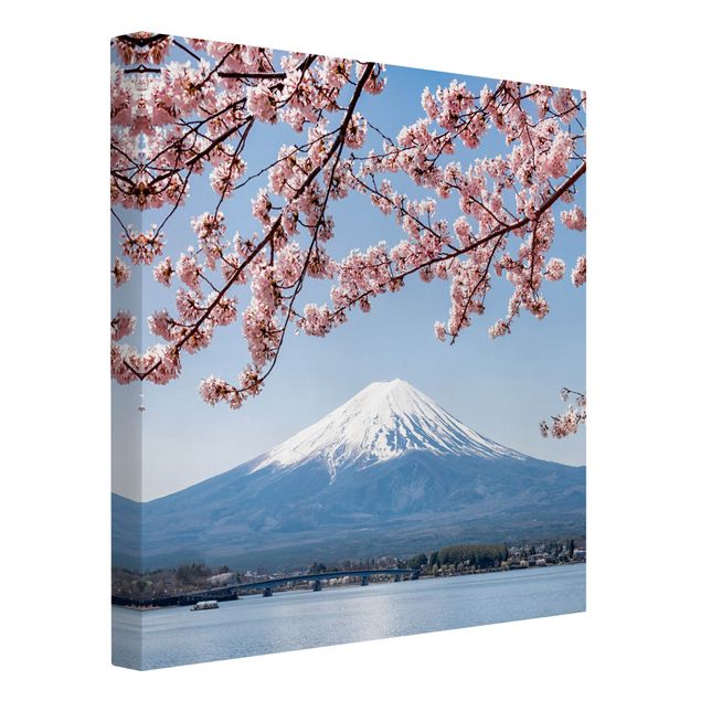 Lienzos de montañas Cherry Blossoms With Mt. Fuji