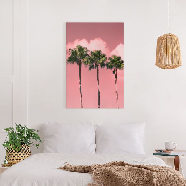 Cuadros en lienzo de flores Palm Trees Against Sky Pink