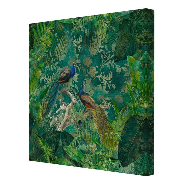 Cuadros verdes Shabby Chic Collage - Noble Peacock II
