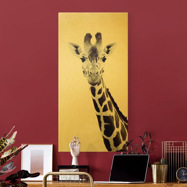 Lienzos animal Giraffe Portrait In Black And White