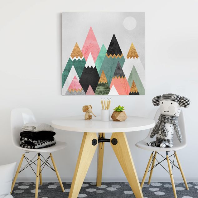 Decoración infantil pared Triangular Mountains With Gold Tips