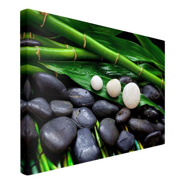 Cuadros bambú decorativos Green Bamboo With Zen Stones