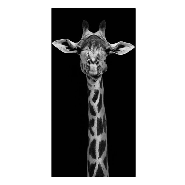 Lienzos animal Dark Giraffe Portrait
