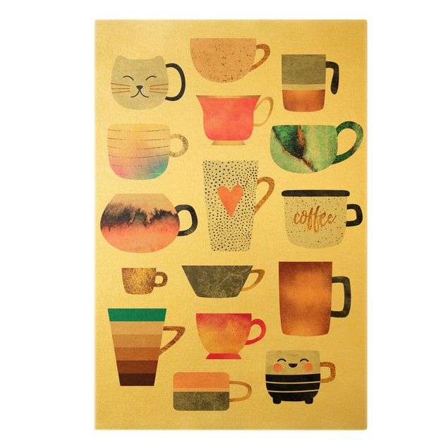 Láminas de cuadros famosos Colourful Mugs With Gold