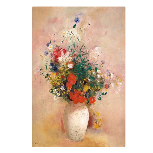 Lienzos flores Odilon Redon - Vase With Flowers (Rose-Colored Background)