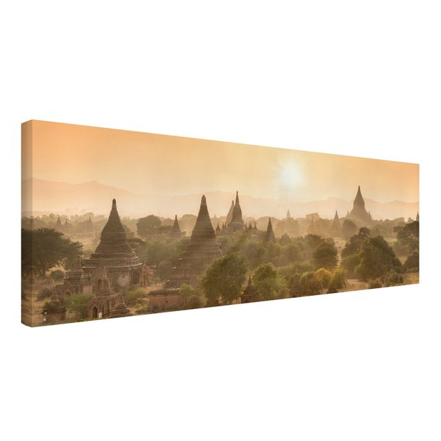 Lienzos de puesta de sol Sun Setting Over Bagan