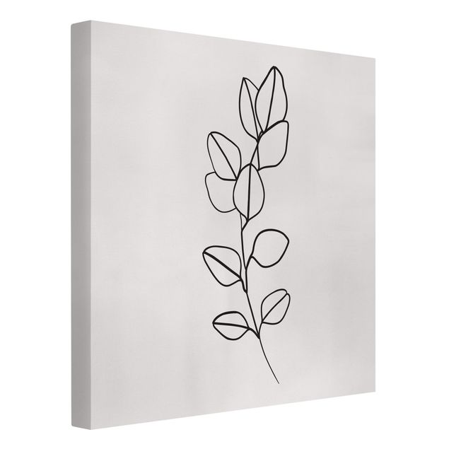 Lienzos flores Line Art Branch Leaves Black And White