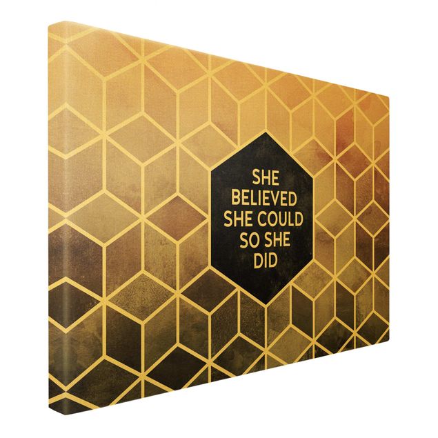 Cuadros en lienzo Golden Geometry - She Believed She Could