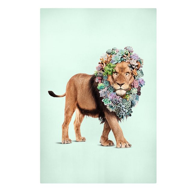 Cuadros en lienzo de flores Lion With Succulents