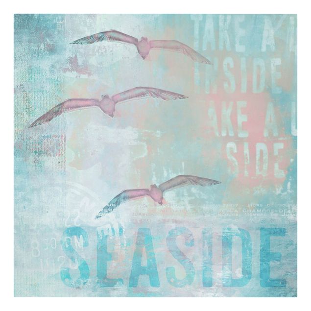 Lienzos frases Shabby Chic Collage - Seagulls