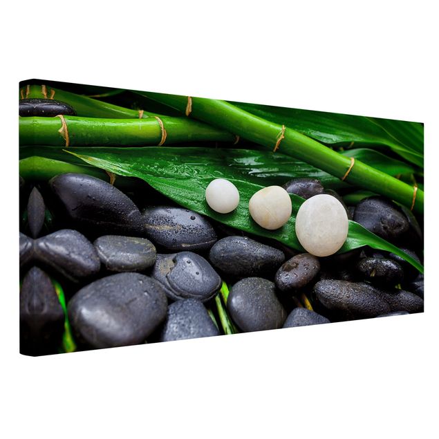 Cuadros de bambú Green Bamboo With Zen Stones