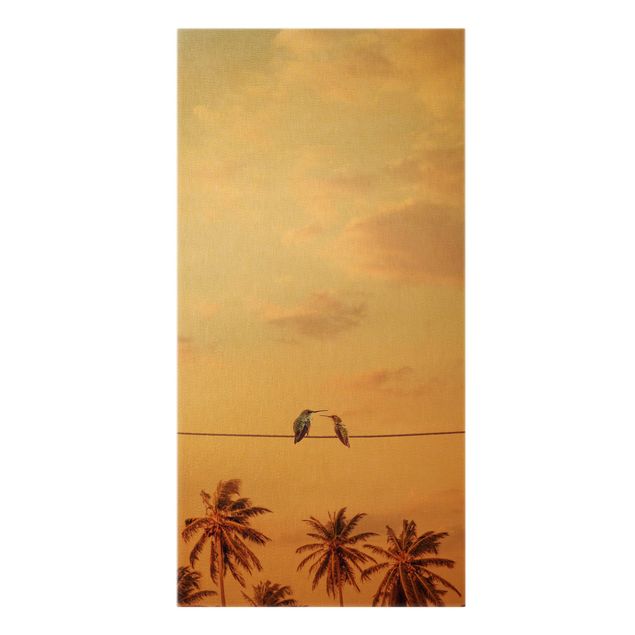 Lienzos de cuadros famosos Sunset With Hummingbird