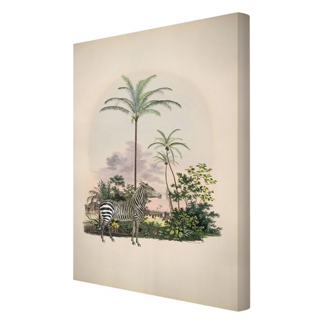 Lienzos de cuadros famosos Zebra Front Of Palm Trees Illustration