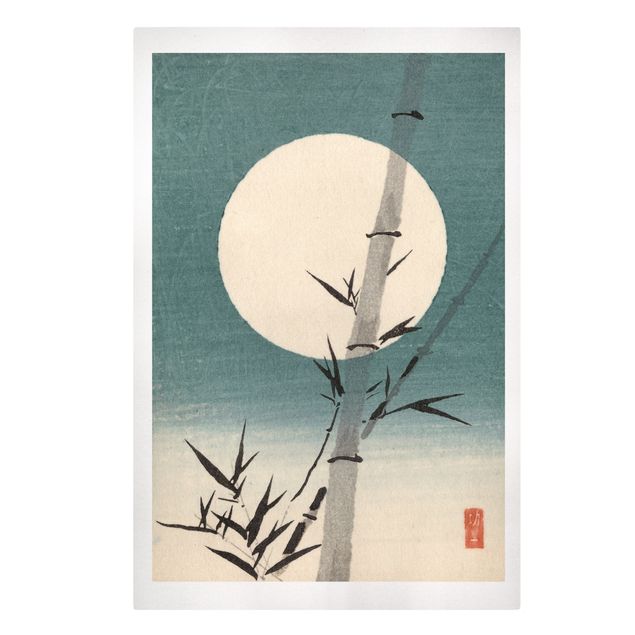 Lienzos de paisajes Japanese Drawing Bamboo And Moon