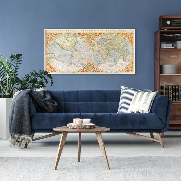 Lienzos de mapamundi Historic World Map Orbis Descriptio Terrare Compendiosa