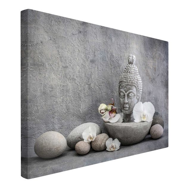 Lienzos de cuadros famosos Zen Buddha, Orchid And Stone