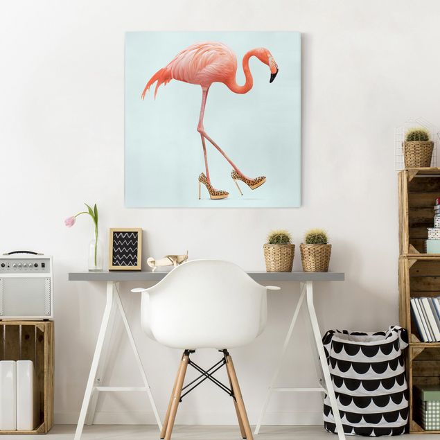 Lienzos de cuadros famosos Flamingo With High Heels