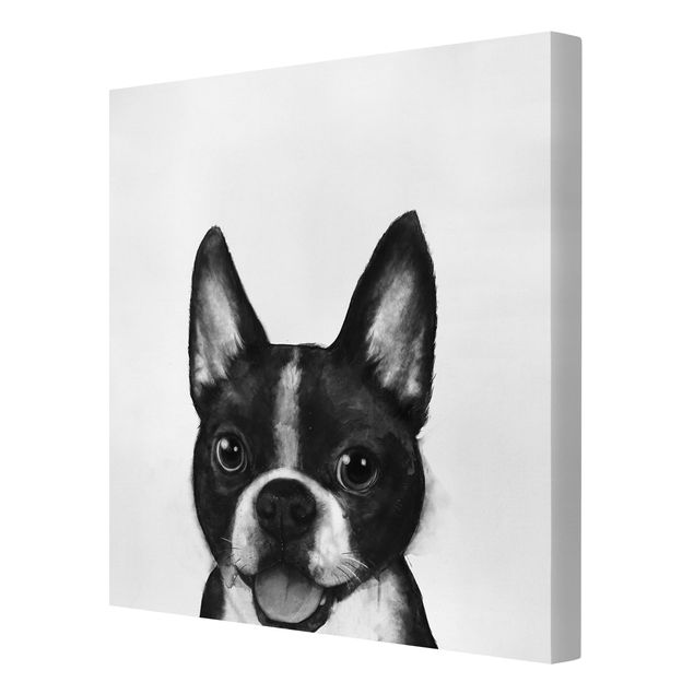 Cuadros famosos Illustration Dog Boston Black And White Painting