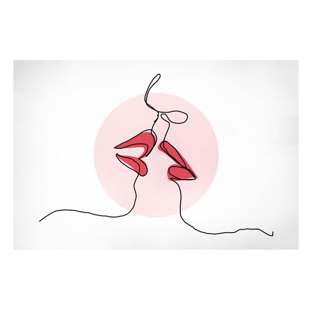 Cuadros románticos Lips Kiss Line Art