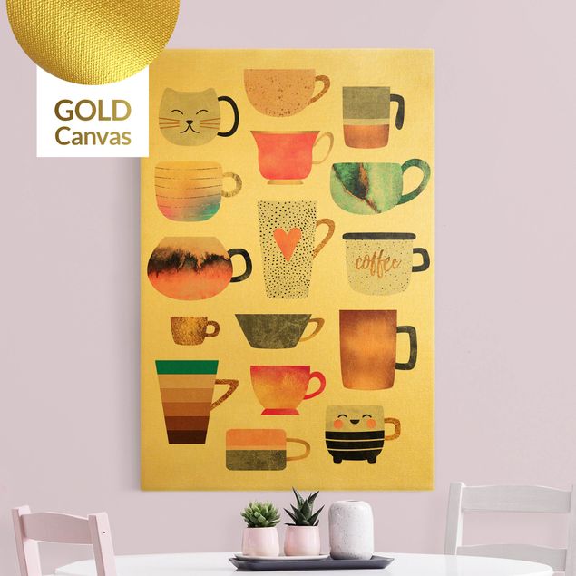 Decoración en la cocina Colourful Mugs With Gold