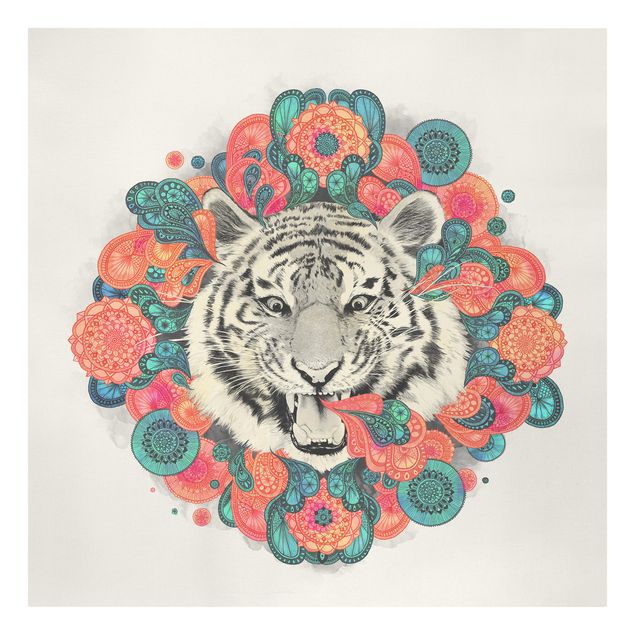 Lienzos de cuadros famosos Illustration Tiger Drawing Mandala Paisley