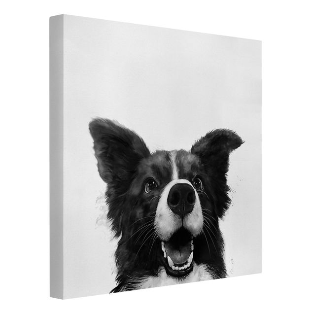 Lienzos en blanco y negro Illustration Dog Border Collie Black And White Painting