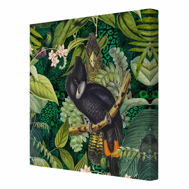 Cuadros de flores modernos Colourful Collage - Cockatoos In The Jungle