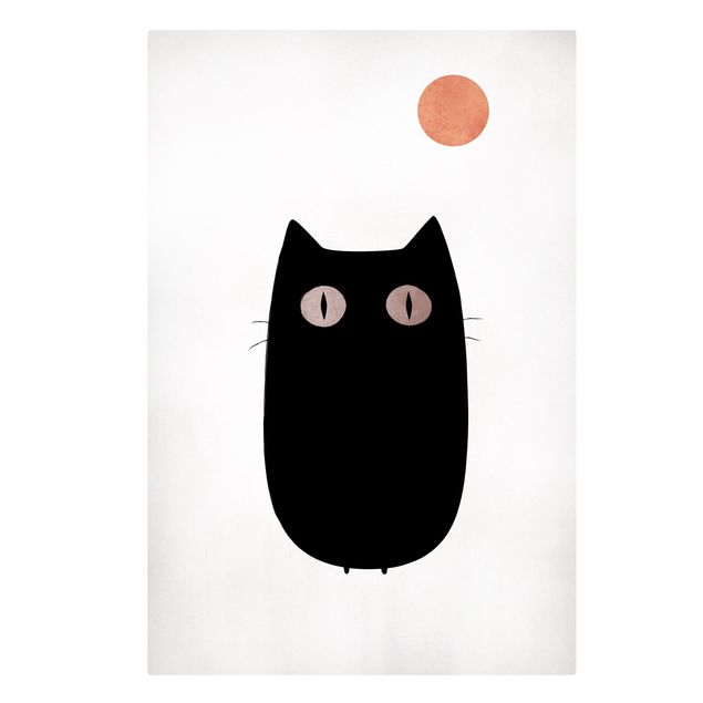 Lienzos de cuadros famosos Black Cat Illustration