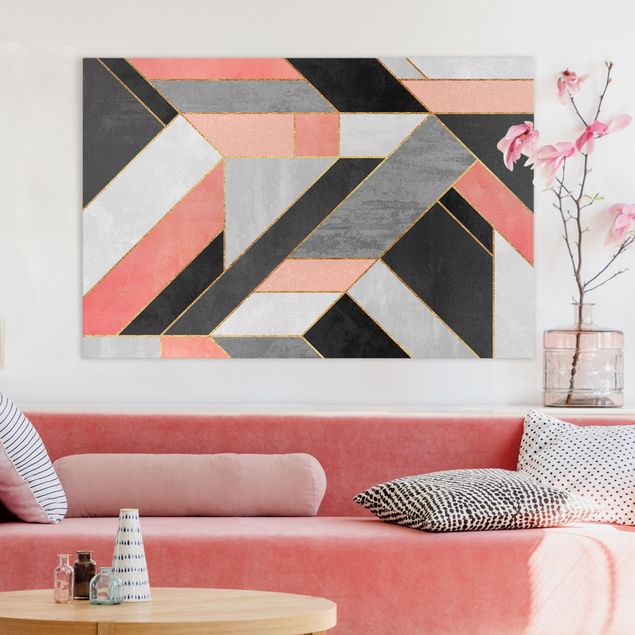 Cuadros modernos Geometry Pink And Gold