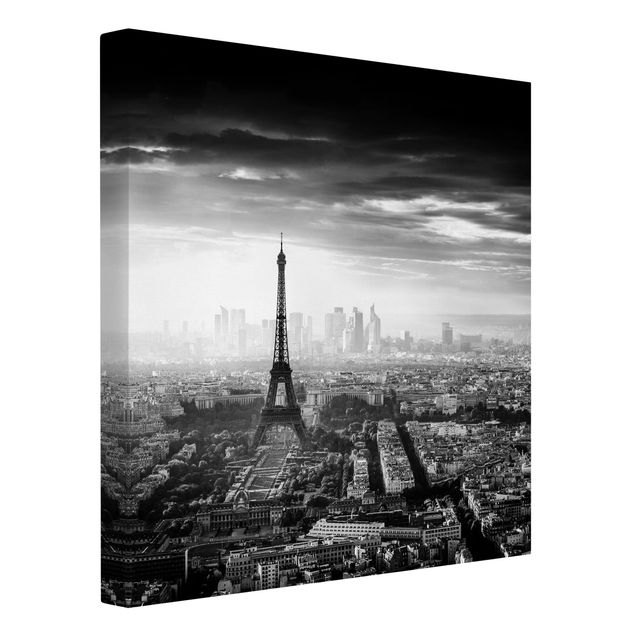 Lienzos de ciudades The Eiffel Tower From Above Black And White