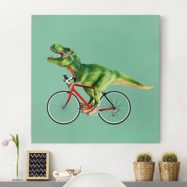Decoración de cocinas Dinosaur With Bicycle