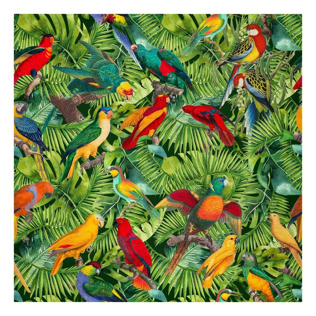 Cuadros de plantas naturales Colourful Collage - Parrots In The Jungle