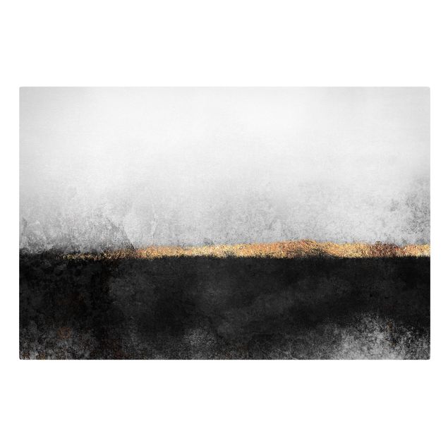 Cuadros modernos blanco y negro Abstract Golden Horizon Black And White