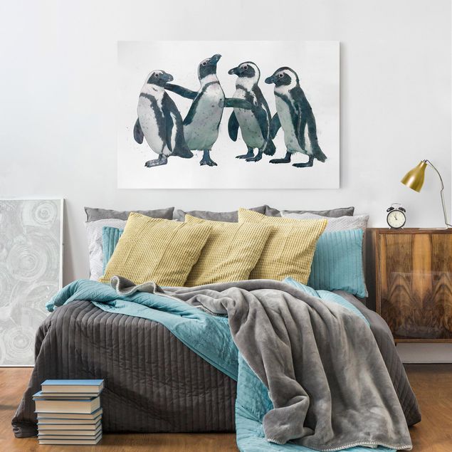 Lienzos de aves Illustration Penguins Black And White Watercolour