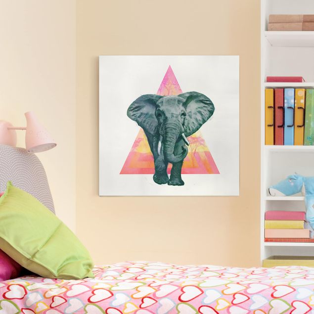 Lienzo de elefante Illustration Elephant Front Triangle Painting